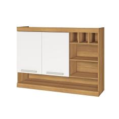 Imagem de Armário De Cozinha Aéreo 2 Portas Nicho Adega Burguesa Nesher Móveis Amadeirado Freijó-branco