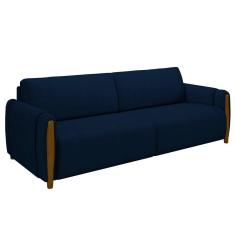 Imagem de Sofá 3 Lugares 223cm Pés Madeira Amaranto M22 Veludo Azul Marinho - Mpozenato