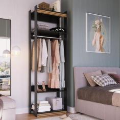 Imagem de Guarda Roupa Closet Cabideiro Amber Preto Fosco/brise