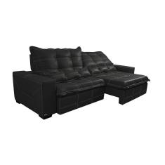 Imagem de Sofá De Courino Retrátil E Reclinável 2,95m Cama Inbox Bourbon Softgel D40 Preto
