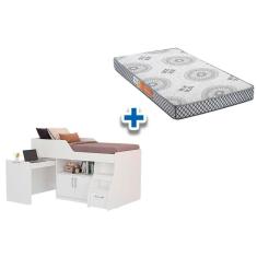 Imagem de Colchão Pérola Polar + Cama Multifunção Bianca II Branco