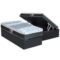 Imagem de Cama Box Baú Solteiro: Colchão Molas Bonnel System Class One Face + Base Crc Suede Grey