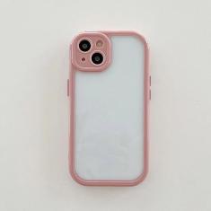 Imagem de Capa de telefone de silicone com borda colorida doce para iPhone 14Pro Max 11 12 13 Tampa traseira de proteção transparente transparente, vermelha, para iphone 13pro