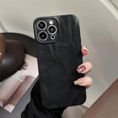 Imagem de Capa de telefone com textura de rugas de cor sólida macia para iPhone 15 14 13 12 11 Pro Max XR X XS Max 8 7 Plus SE 2022 Capa de silicone fosca, preta, para iPhone14