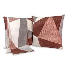 Imagem de Kit 1 Peseira Casal + 2 Capas 40cm X 40cm Piquet Favinho (Mosaico Tabaco)