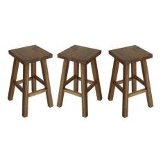 Imagem de kit 3 Banqueta Media Hardman Padrão Nogueira Assento Quadrado - Hardma