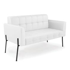 Imagem de Sofá Namoradeira 2 Lugares Base Pé de Ferro Preto Elisa Corino Branco D03 - D`Rossi