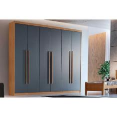 Imagem de Guarda Roupa 6 Portas Hawaii E 2 Gavetas Naturale-grafite - Rufato