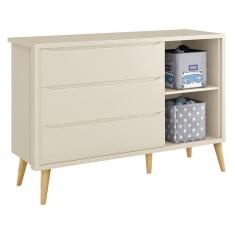 Imagem de Jogo de Quarto Infantil Theo Guarda Roupa 3 Portas e Cômoda com Pés Madeira Natural - Reller Móveis