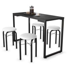 Imagem de Conjunto Mesa de Cozinha Prattica Industrial 120cm com 4 Banquetas F02