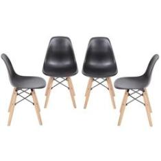 Imagem de Kit Cadeira Eames com Base de Madeira  com 4 Peças