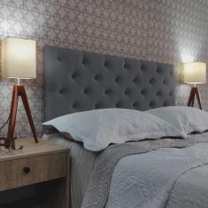 Imagem de Cabeceira King 195 Cama Box Classic Capitone Cinza Suede Com Pés rbl