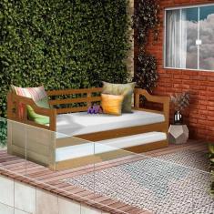 Imagem de Sofá Cama Para Apartamento Solteiro Madeira Maciça Castanho Maely Shop JM