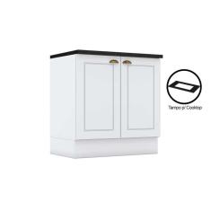 Imagem de Balcão de Cozinha Americana 2 Portas c/Tampo Cooktop 80cm Branco - Henn