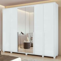 Imagem de Guarda-Roupa Casal Imperatore 6 Portas 6 Gavetas 100% Mdf com Espelho 81668.285 Branco - Móveis Lopas