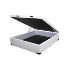 Imagem de Cama Box Baú Casal Em Sintético Branco Com Pistão A Gás - 138X188 - Ac