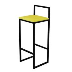 Imagem de Banqueta Alta Cozinha Bar Balcão Bistrô Industrial Preta Assento Estof