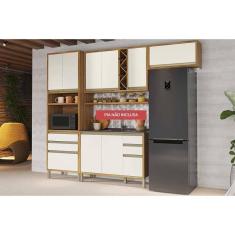 Imagem de Cozinha Modulada Completa Tempranillo 5 Peças (2Aéreos+1Balcão+1TorreQuente+1Complemento) C5P79 Amendoa/Off White - Ronipa