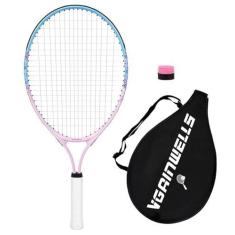 Imagem de vgainwells Raquete de tênis infantil de 43 a 58 cm para crianças de 2 a 9 anos, leve e durável, incluindo 1 fita de substituição e 1 raquete de tênis infantil (rosa azul)