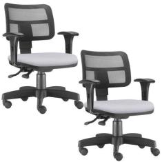 Imagem de Kit 02 Cadeiras Giratórias Zip Executiva Ergonômica Escritório Materia