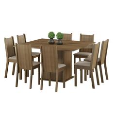 Imagem de Kit Clarice Mesa Tampo De Madeira Com 8 Cadeiras Madesa