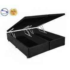 Imagem de Base Box Baú Blindado King Bipartido AColchoes Sintético Preto 41x193x203