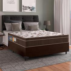 Imagem de Cama Box Casal Colchão Espuma Orthoface Polar 138x188x25cm Marrom - Suporta Até 120kg Por Pessoa