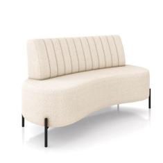 Imagem de Sofá 2 Lugares Living 160cm Pé Ferro Pto Maraú Bouclê Bege K01 - D'Ros