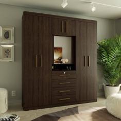 Imagem de Guarda-roupa Casal com Espelho 7 Portas 4 Gavetas Advantage Capuccino Wood