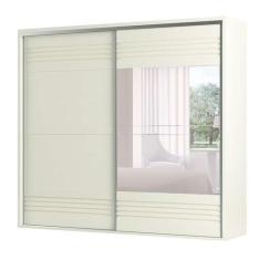 Imagem de Guarda-Roupa Casal com Espelho Caribe 2 PT 4 GV Off White 267 cm - Dal