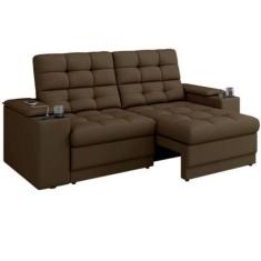 Imagem de Sofá Retrátil e Reclinável 3 lugares porta-copos entrada USB apoio do 