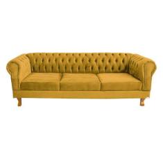 Imagem de Sofá Chesterfield Duque 3 Lugares 2,30 - Suede Amarelo / Sala De Estar