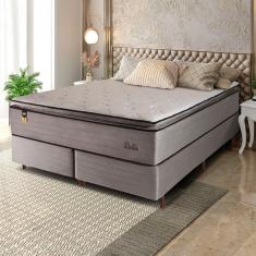 Imagem de Cama Box Bipartida King Size Hellen Dublin Linho com Molas Ensacadas e Espuma D26 66x193x203 cm - Bege