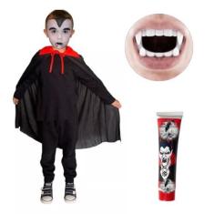 Imagem de Fantasia Infantil Menino Halloween Vampiro Capa E Dente