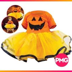 Imagem de Vestido Fantasia Infantil Hallowen Abobora Dia das Bruxas Elegante - B