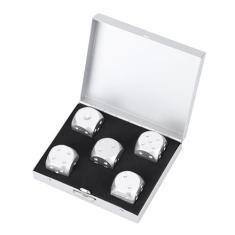 Imagem de Nurnesy Conjunto de dados de metal sólido de liga de alumínio, jogo de mesa, jogos de pôquer, conjunto de dados com capa, 5 peças (quadrado)
