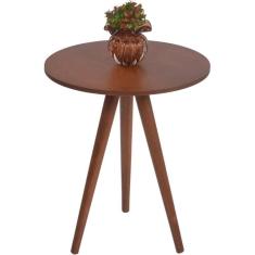 Imagem de Mesa Lateral Alta Castanho De Madeira Maciça