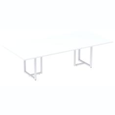 Imagem de Mesa de Reunião Retangular 200 x 90 cm Pé Tub PE25 em MDP Cor Branca Base Branca