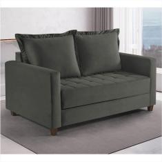 Imagem de Sofa Cama Frisa Colchao Casal Talento Móveis Prata/Castanho