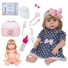 Imagem de Boneca Reborn Menina Recém Nascida Loira Linda 20 Itens - Cegonha Rebo