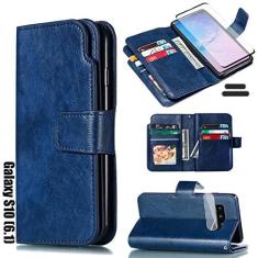 Imagem de LMDAMZ Capa carteira para Galaxy S10 de 6,1 polegadas [3+ compartimentos para cartão] bolsa de transporte para cartão de visita de identidade com suporte dupla face slot multicartão dobrável PU