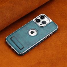 Imagem de Capa de telefone dobrável invisível com moldura galvanizada para iPhone 15 14 Plus 13 12 11 Pro Max Capa de couro PU ultrafina, verde, para iPhone 12 Pro Max