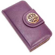Imagem de Capa Carteira Couro Johari Roxo Para Iphone 15 Plus 6.7 - CELLWAY