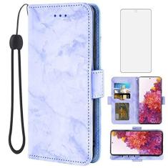 Imagem de Asuwish Capa compatível com Samsung Galaxy S20 FE e protetor de tela de vidro temperado com compartimento para cartão, suporte, carteira de mármore, capa para celular Gaxaly S 20 20FE S20FE5G S20FE