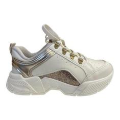 Imagem de Tenis Infantil Menina Pink Cats Sintético Metalizado Brilho V4762 Branco-Feminino