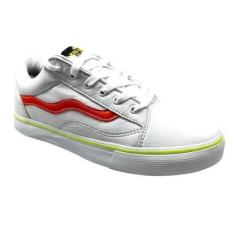 Imagem de Tênis Mad Rats Casual PU Branco/Laranja-Unissex