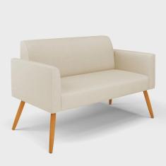 Imagem de Sofá Namoradeira Pés Palito Castanho Marisa Linho Bege A19 D03 - D'Rossi