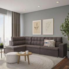 Imagem de Sofá 4 Lugares Decatur Com Chaise Direito Veludo Cinza - Mobly