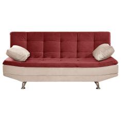 Imagem de Sofá Valencia 3 Lugares Reclinável Shop Das Cabeceiras Vinho Com Marfim