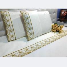 Imagem de Jogo Lençol Casal Richilieu 4 Peças 100% Algodão 200 Fios - INGRID BOR